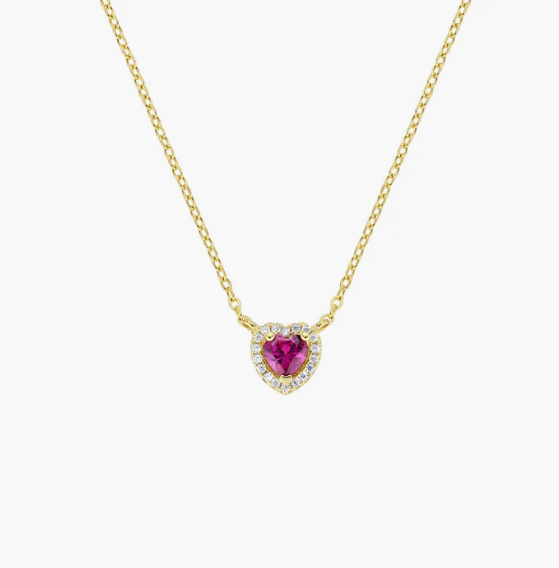 Collana Dolce Cuore Rubino Argento Placcato Oro 18kt Amen | CLTICUGRZ