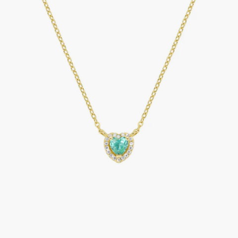Collana Dolce Cuore Verde Acqua Argento Placcato Oro 18kt Amen | CLTICUGVAZ