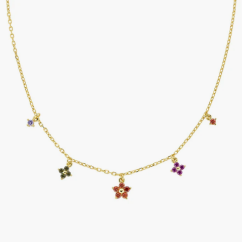 Collana Primula Arancione Dorata in Argento Amen | CLFIMGAR1