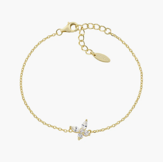 Bracciale Petali Bianco Dorato in Argento Amen | BRBUTGBB