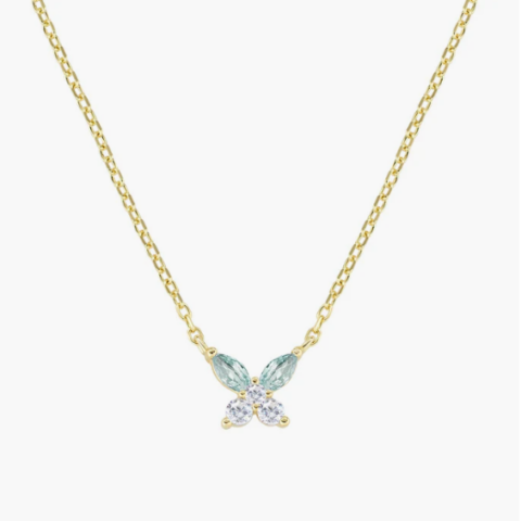 Collana Petali Blu London Dorata in Argento Amen | CLBUTGBBLB