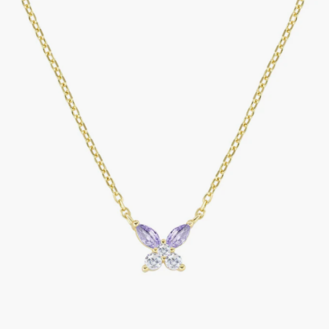 Collana Petali Lilla Dorata in Argento Amen | CLBUTGBLA
