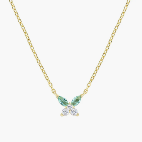 Collana Petali Verde Acqua Dorata in Argento Amen | CLBUTGBVA