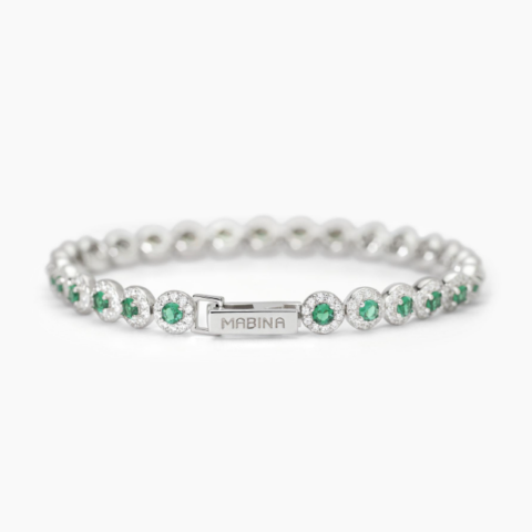 Bracciale Tennis Con Smeraldi Sintetica Gioielli Mabina | 533824-17
