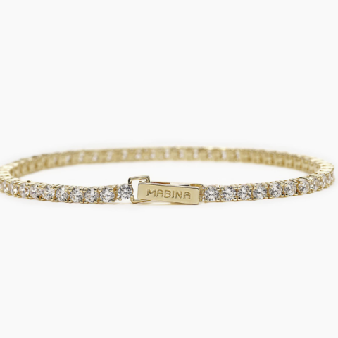 Bracciale Tennis In Argento Placcato Oro Gioielli Mabina | 533558-S