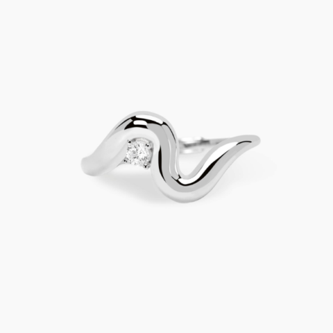 Anello Wavy Argento Con Zircone Regolabile Mabina | 523511