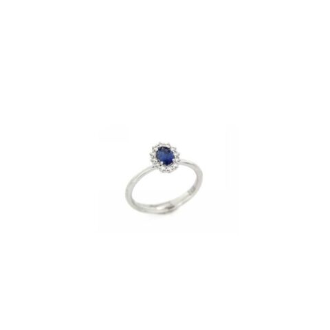 Anello Zaffiro in oro bianco 18 Kt e contorno di diamanti Recarlo | R79CC002/ZB040-14