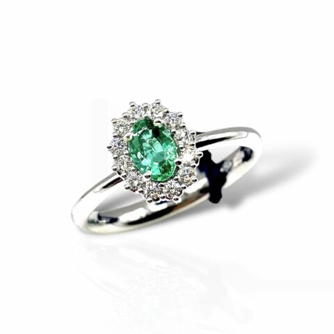 Anello In Oro Bianco Con Smeraldo E Brillantini Recarlo | R79CC002/SM020-14