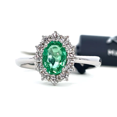 Anello In Oro Bianco Con Smeraldo E Brillantini Recarlo | R79CC001/SM030-14