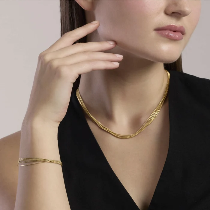 Bracciale Dorato Multifilo Argentato Con Catene Snake Kidult | 831151 - immagine 4
