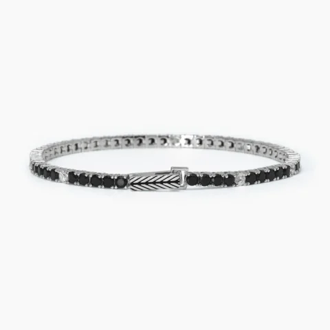 Bracciale Tennis Con Zirconi Bianco E Nero Gioielli Mabina | 533696-M