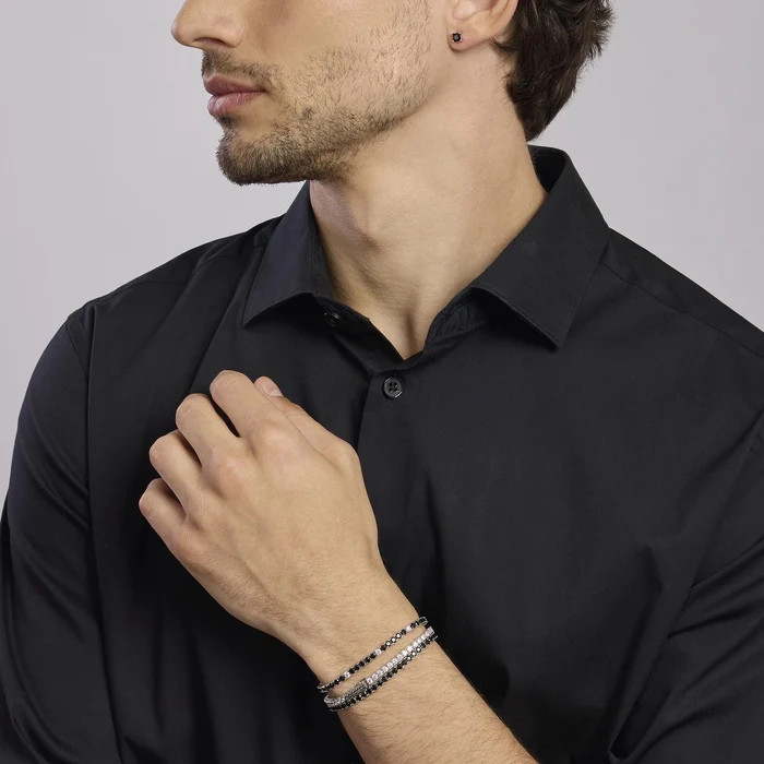 Bracciale Tennis Con Zirconi Bianco E Nero Gioielli Mabina | 533696-S - immagine 3