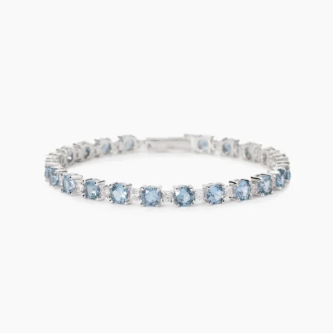 Bracciale Tennis In Argento Con Acquamarina Sintetici Mabina | 533906-17