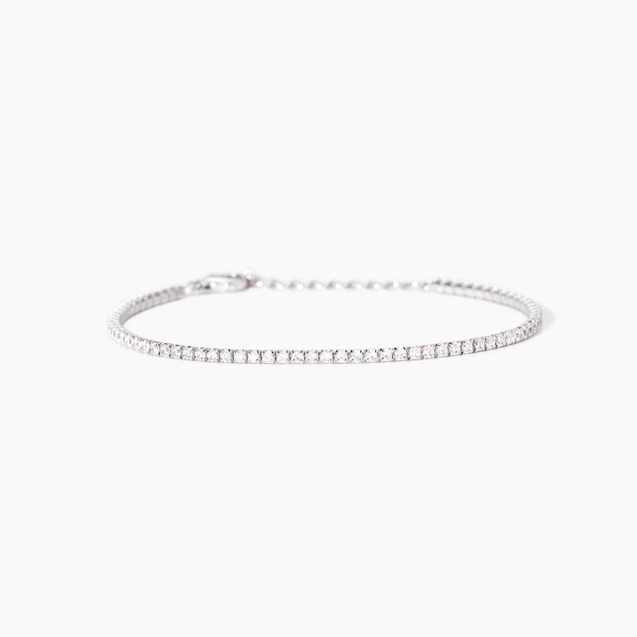 Bracciale Tennis Sottile In Argento Con Zirconi Gioielli Mabina | 533957