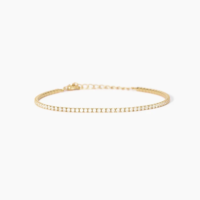 Bracciale Tennis Sottile In Argento Placcato Oro Con Zirconi Gioielli Mabina | 533958
