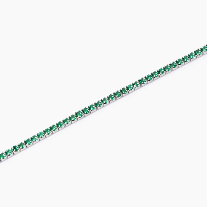 Bracciale Tennis Sottile In Argento Con Smeraldi Sintetici Mabina | 533959 - immagine 2