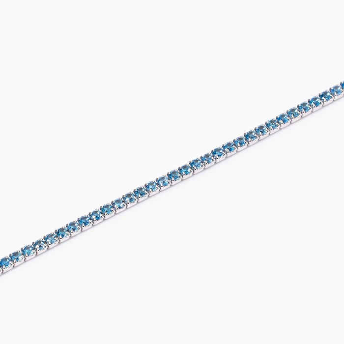 Bracciale Tennis Sottile In Argento Con Acquamarina Sintetiche Mabina | 533960 - immagine 2