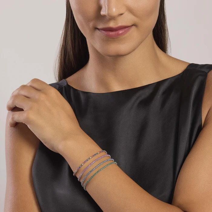 Bracciale Tennis Sottile In Argento Con Acquamarina Sintetiche Mabina | 533960 - immagine 3