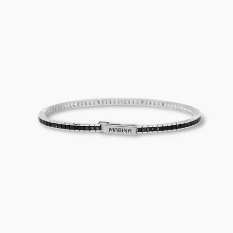 Bracciale Tennis Uomo Con Zirconi Neri Mabina | 533976-19