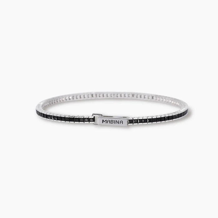 Bracciale Tennis Uomo Con Zirconi Neri Mabina | 533976-19