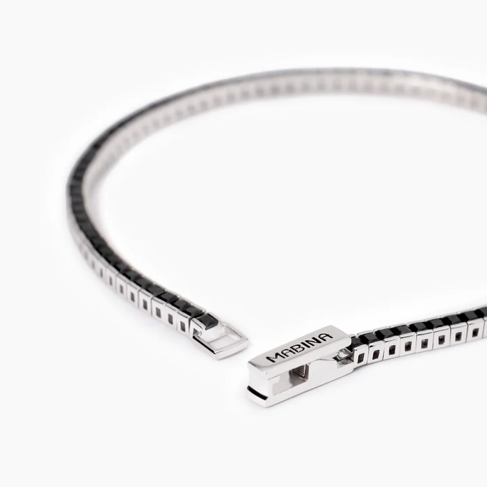Bracciale Tennis Uomo Con Zirconi Neri Mabina | 533976-19 - immagine 3