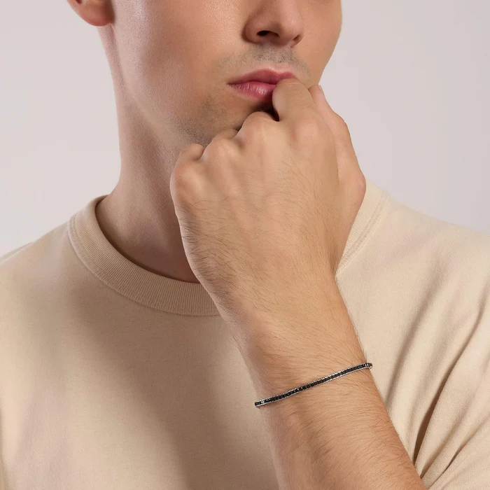 Bracciale Tennis Uomo Con Zirconi Neri Mabina | 533976-19 - immagine 4