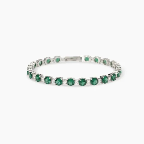 Bracciale Tennis In Argento Con Smeraldi Sintetici Mabina | 534108-17