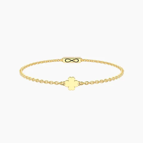 Bracciale Infinity In Acciaio Dorato Con Quadrifoglio Kidult | 732402