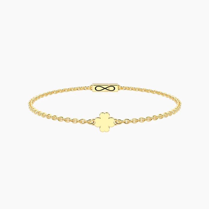 Bracciale Infinity In Acciaio Dorato Con Quadrifoglio Kidult | 732402