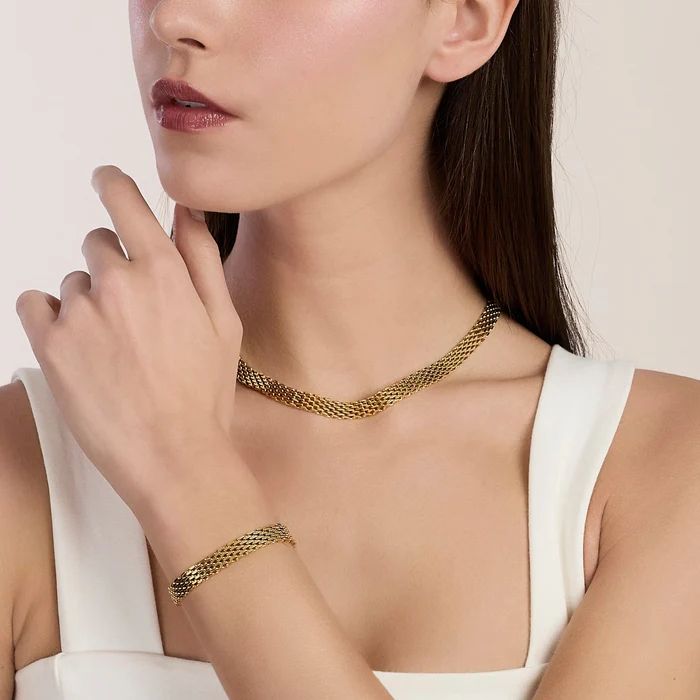 Bracciale Regolabile Dorato Con Catena Mesh Kidult | 831253 - immagine 4
