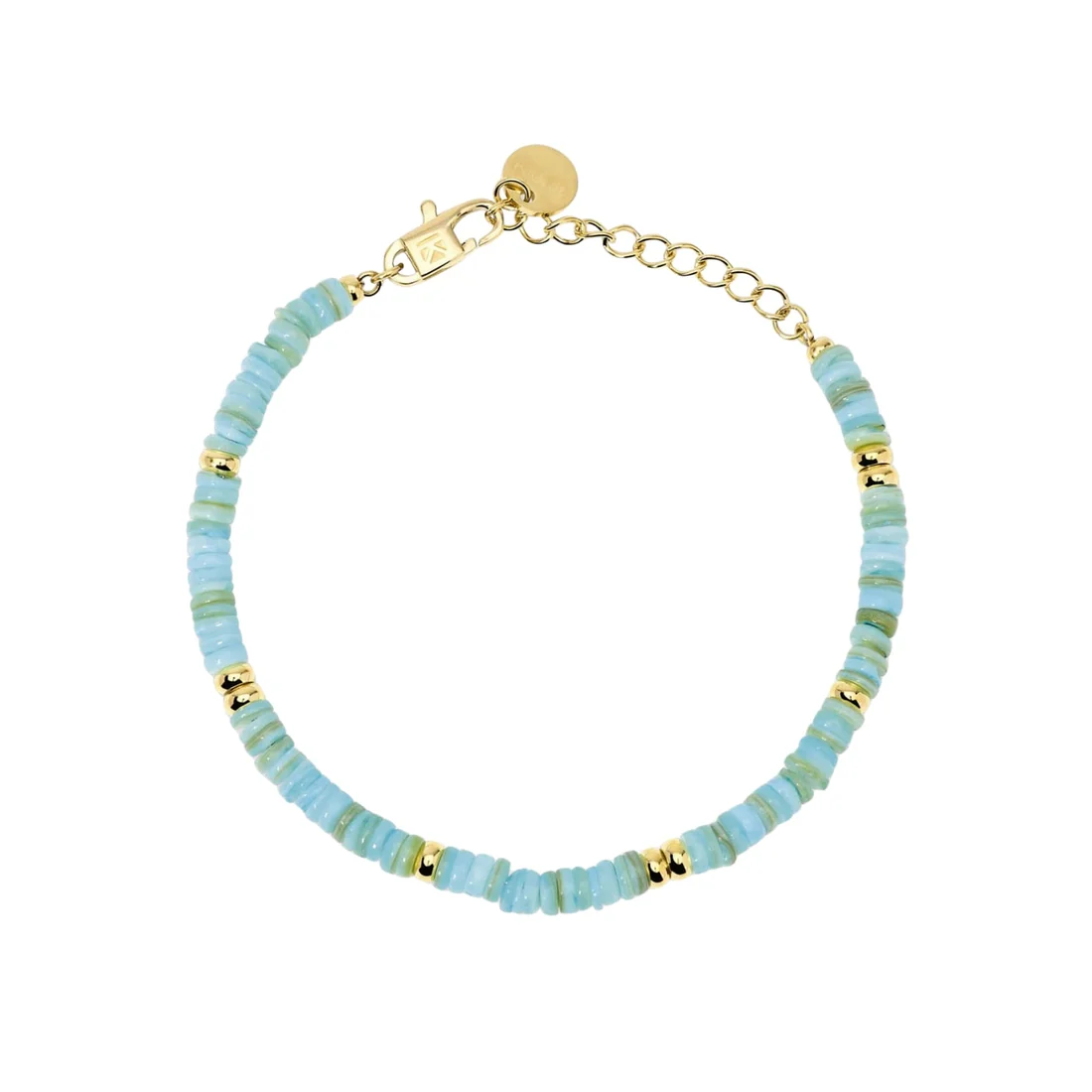 Bracciale Dorato Con Perle Conchiglie Azzurre Kidult | 831237
