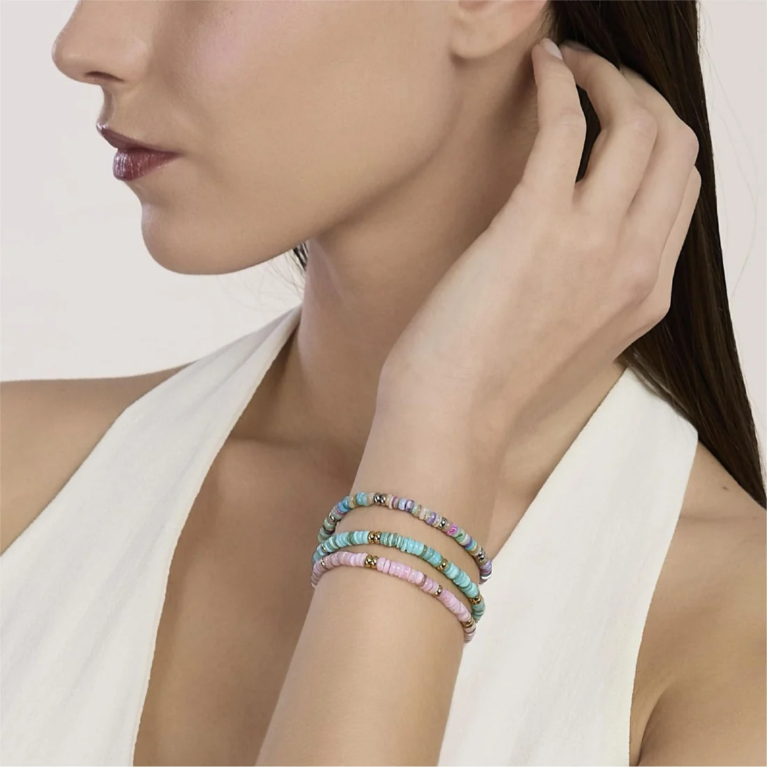 Bracciale Dorato Con Perle Conchiglie Azzurre Kidult | 831237 - immagine 4