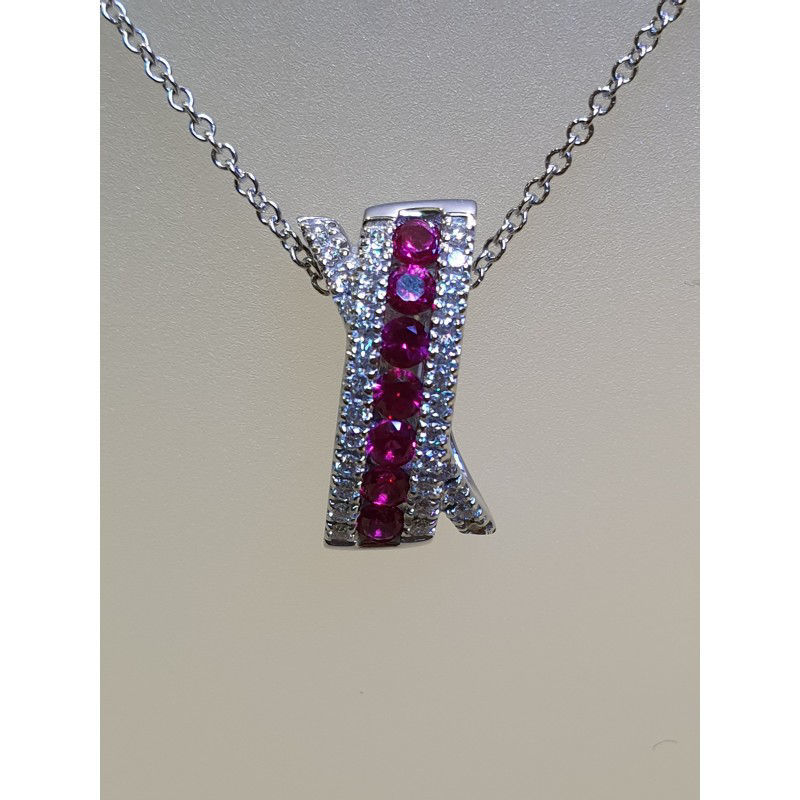 Collana Recarlo Decò in Oro Biaco con Diamanti e Rubini P10FM001/RB