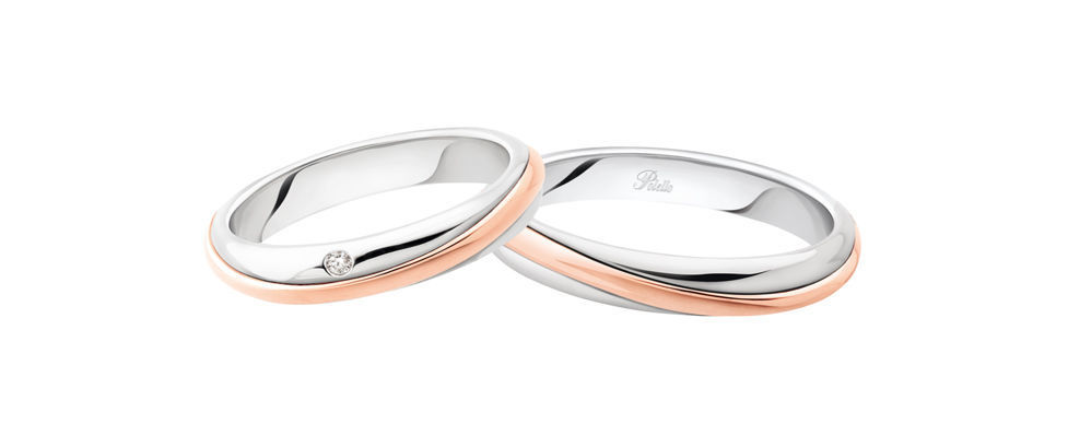 Fedi Nuziali Polello In Oro Bianco e Oro Rosa | 3115DBR