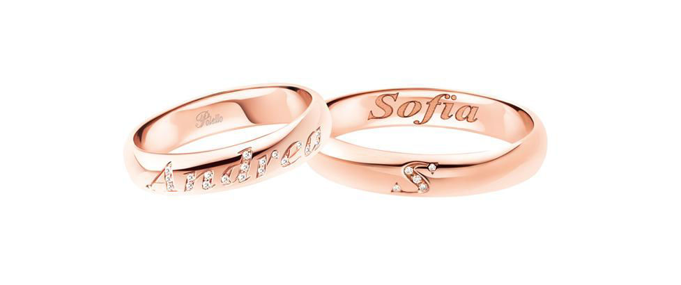 Fedi Nuziali Polello Con Nome in Oro Rosa | 3110DR