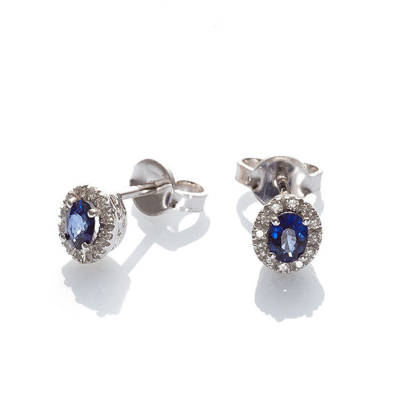 Orecchini Donna In Oro Bianco Diamanti E Zaffiri Gioielli Davite E Delucchi | BB009138 ZF