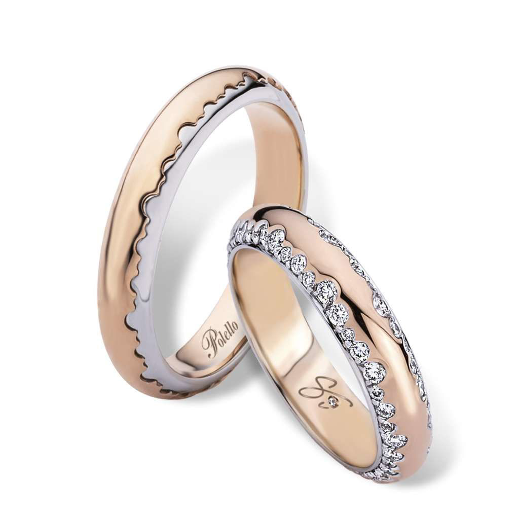 Fedi Nuziali Polello In Oro Rosa Oro Bianco E Diamanti |  3267URB - 3266DRB