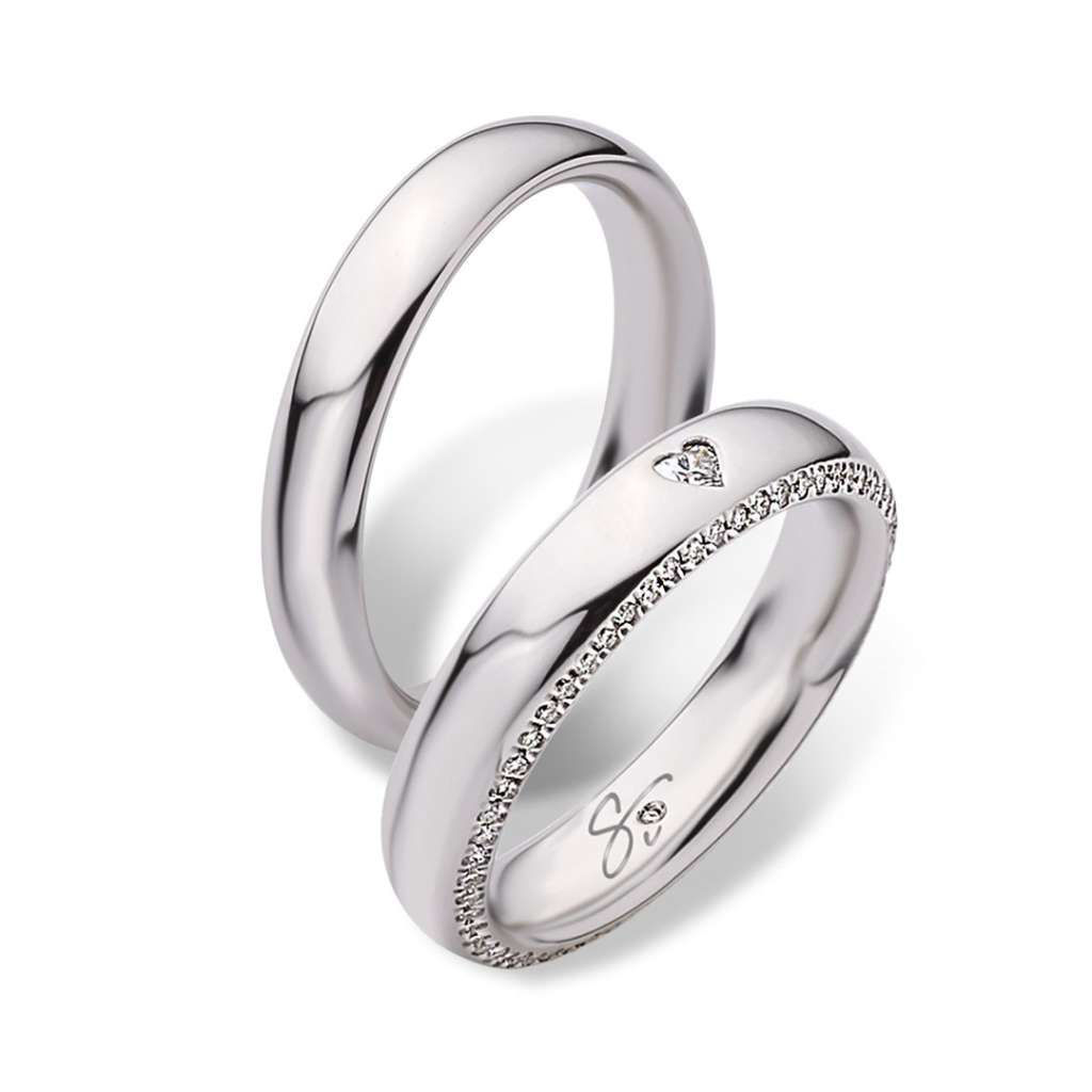 Fedi Nuziali Polello In Oro Bianco Con Diamanti | 3268UB - 3268DB