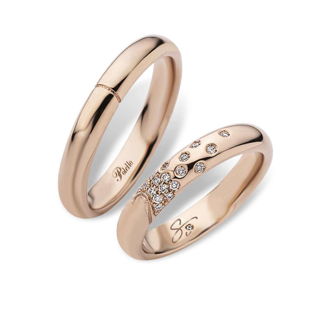 Fedi Nuziali Polello In Oro Rosa Con Diamanti | 3270UR - 3270DR