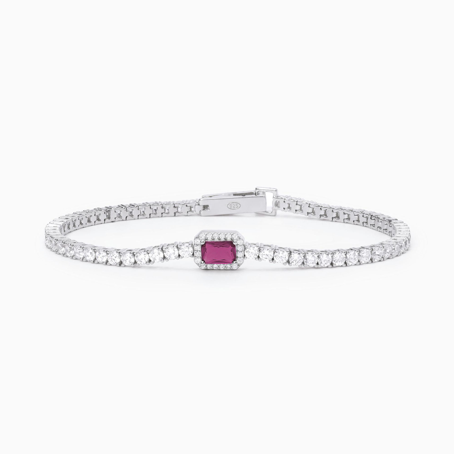 Bracciale Donna Tennis Con Rubino Taglio Baguette Gioielli Mabina | 533741-S