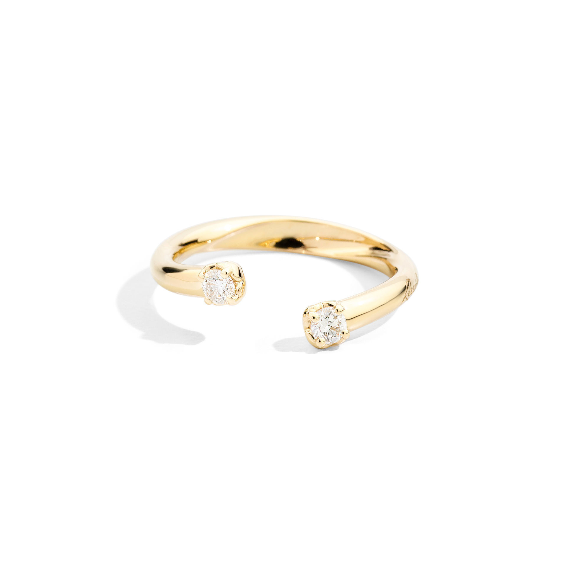 Anello Veretta In Oro Giallo E 2 Diamanti Naturali Recarlo Gioielli Anniversary | R01FN006/G020-14