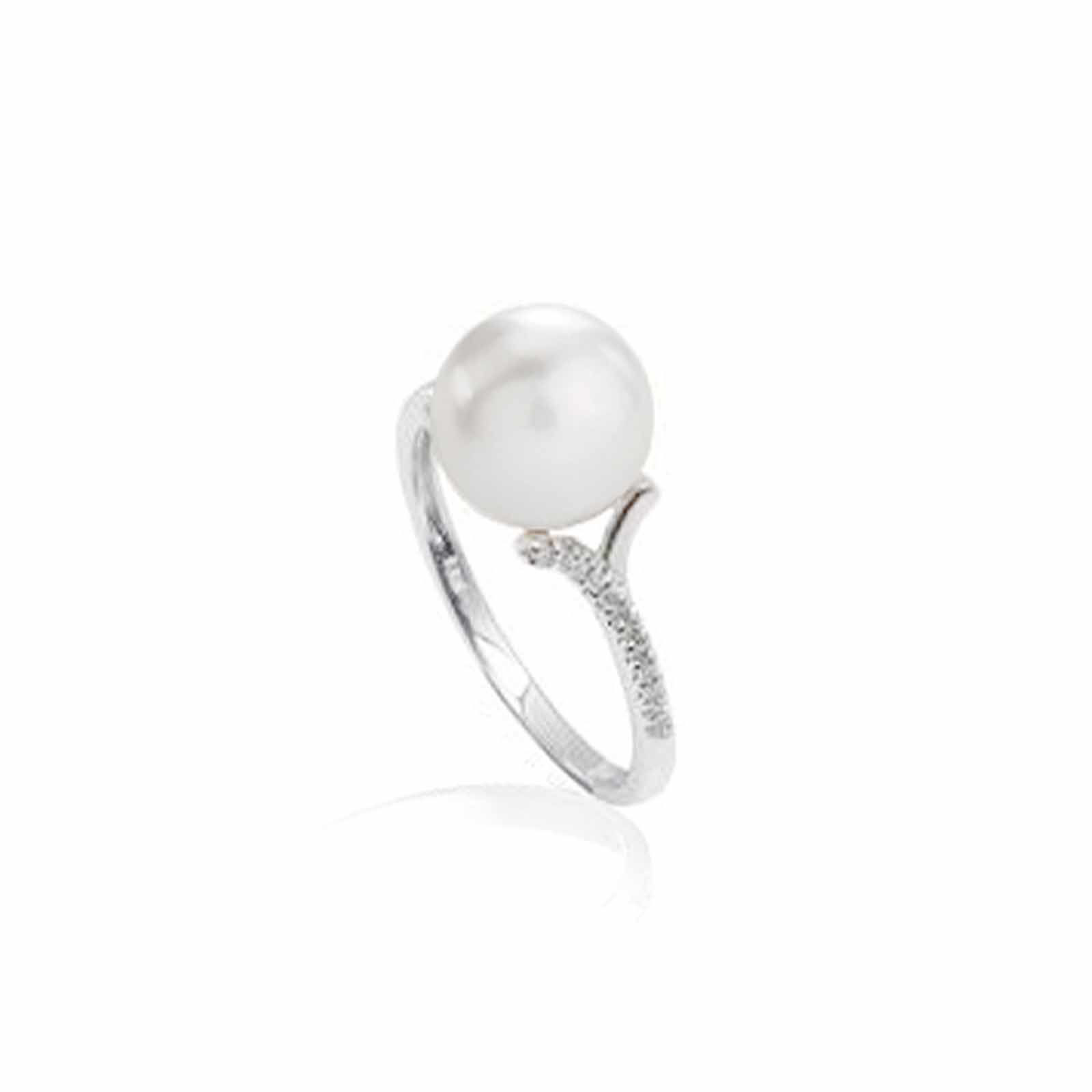 Anello In Oro Bianco, Perle e Diamanti LeLune Classic | LLRN718
