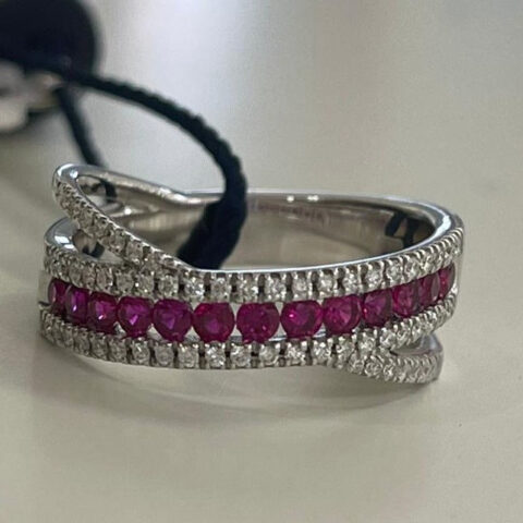 Anello Recarlo Decò in Oro Bianco Diamanti e Rubini | R10FM001/RB