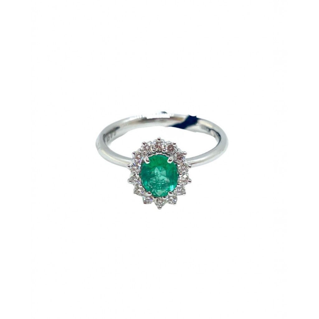 Anello In Oro Bianco Con Smeraldo E Brillantini Recarlo | R79CC048/SM055-14