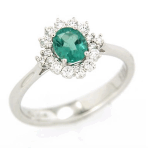 Anello In Oro Bianco Con Smeraldo E Brillantini Recarlo | R79CC051/SM040-14