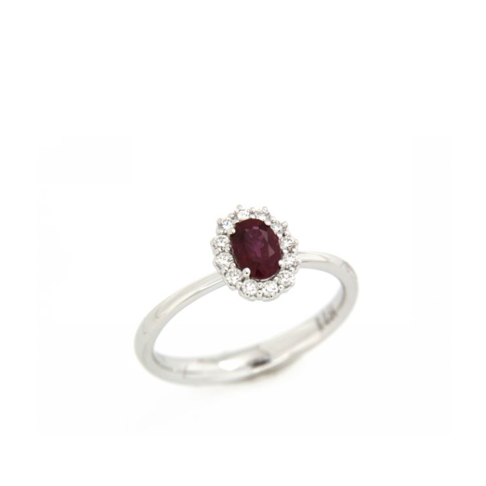 Anello In Oro Bianco Con Rubino E Brillantini Recarlo | R79CC002/RB030-14