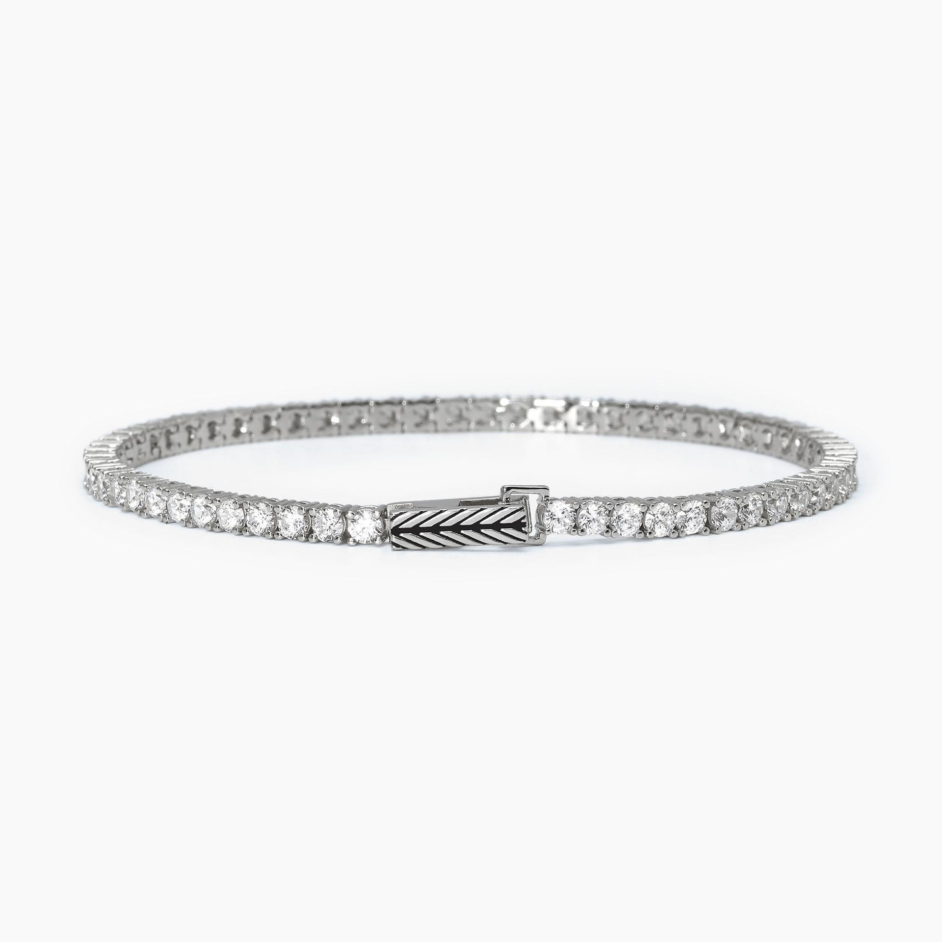 Bracciale Uomo In Argento Con Zirconi Bianchi Gioielli Mabina | 533695-M