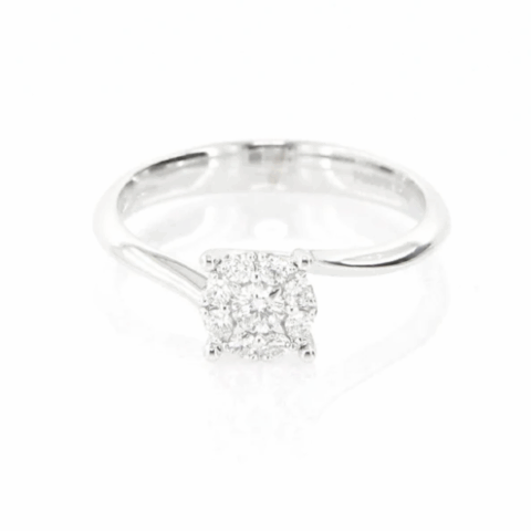 Anello Solitario Multipietra In Oro Bianco E Diamanti Gioielli Davite e Delucchi | AA 031864