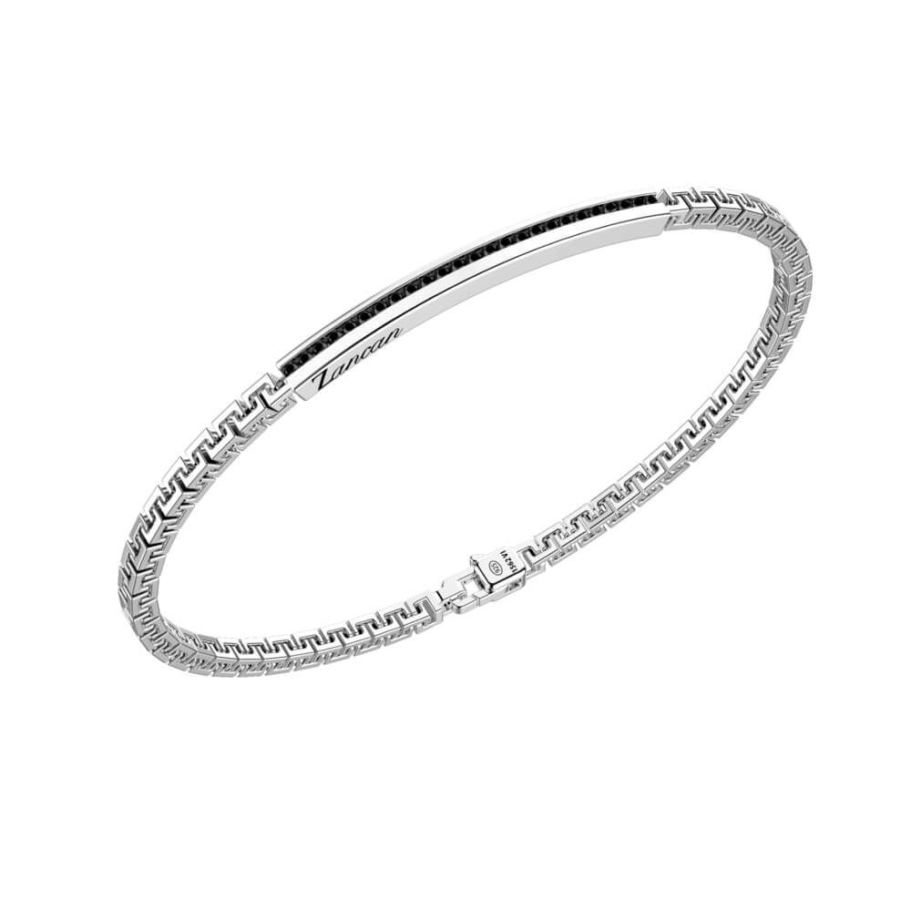 Bracciale Uomo In Argento E Zirconi Neri Gioielli Zancan | EXB729