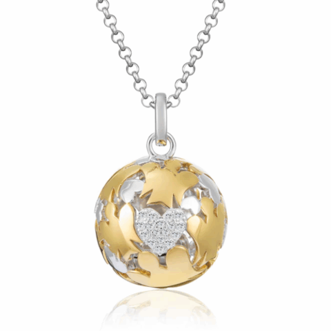 Collana Donna Chiama Angeli In Argento E Cuore Con Zirconi |  SFA142